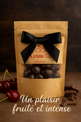 Cerises séchées enrobées de chocolat noir